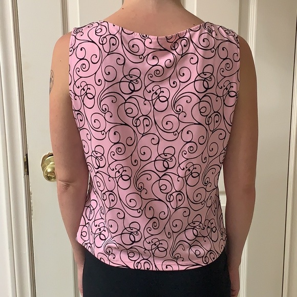 🌷3 for$25🌷Cleo Petites, US 10, Pink & Black Sleeveless Boat Neck Top - Picture 2 of 8